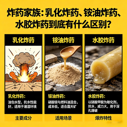 新丰炸药家族：乳化炸药、铵油炸药、水胶炸药到底有什么区别？